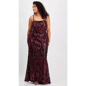 City Studios Prom Plus Size 18 Gown B Darlin Tie Back sequence layered glitter